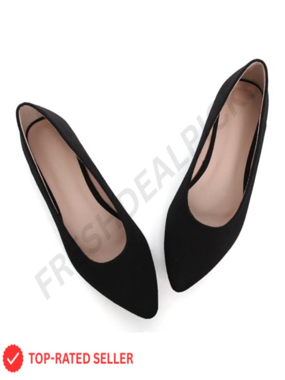 Women's Pointed Toe Slip-On Suede Ballet Flats Classic Comfort Dress Shoes